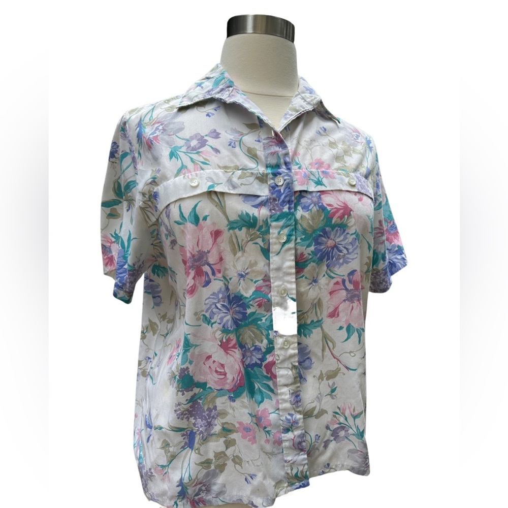 Alfred Dunner Floral Button Up Blouse 18W